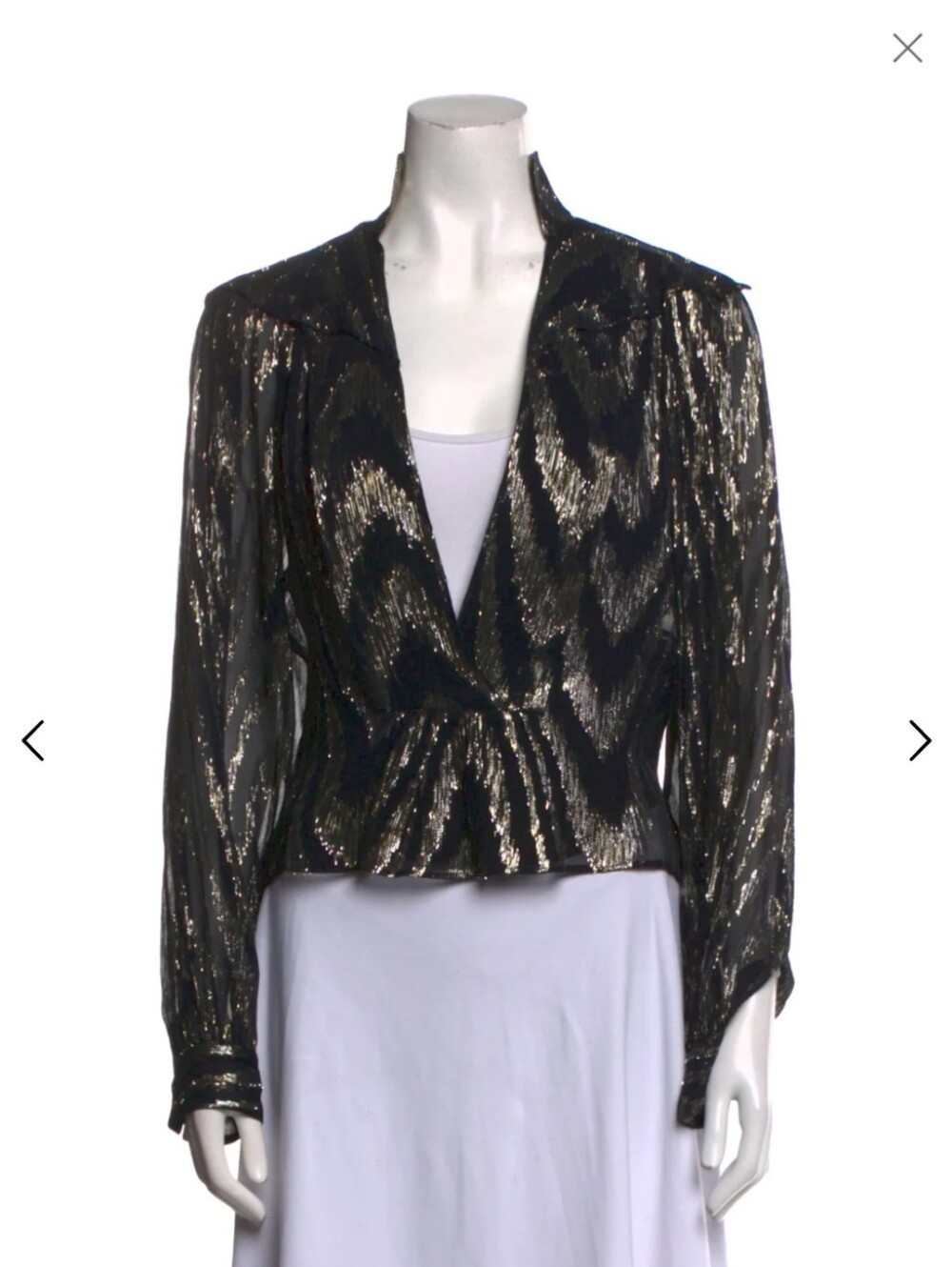 Iro | Black and Gold Metallic V-Neck Blouse